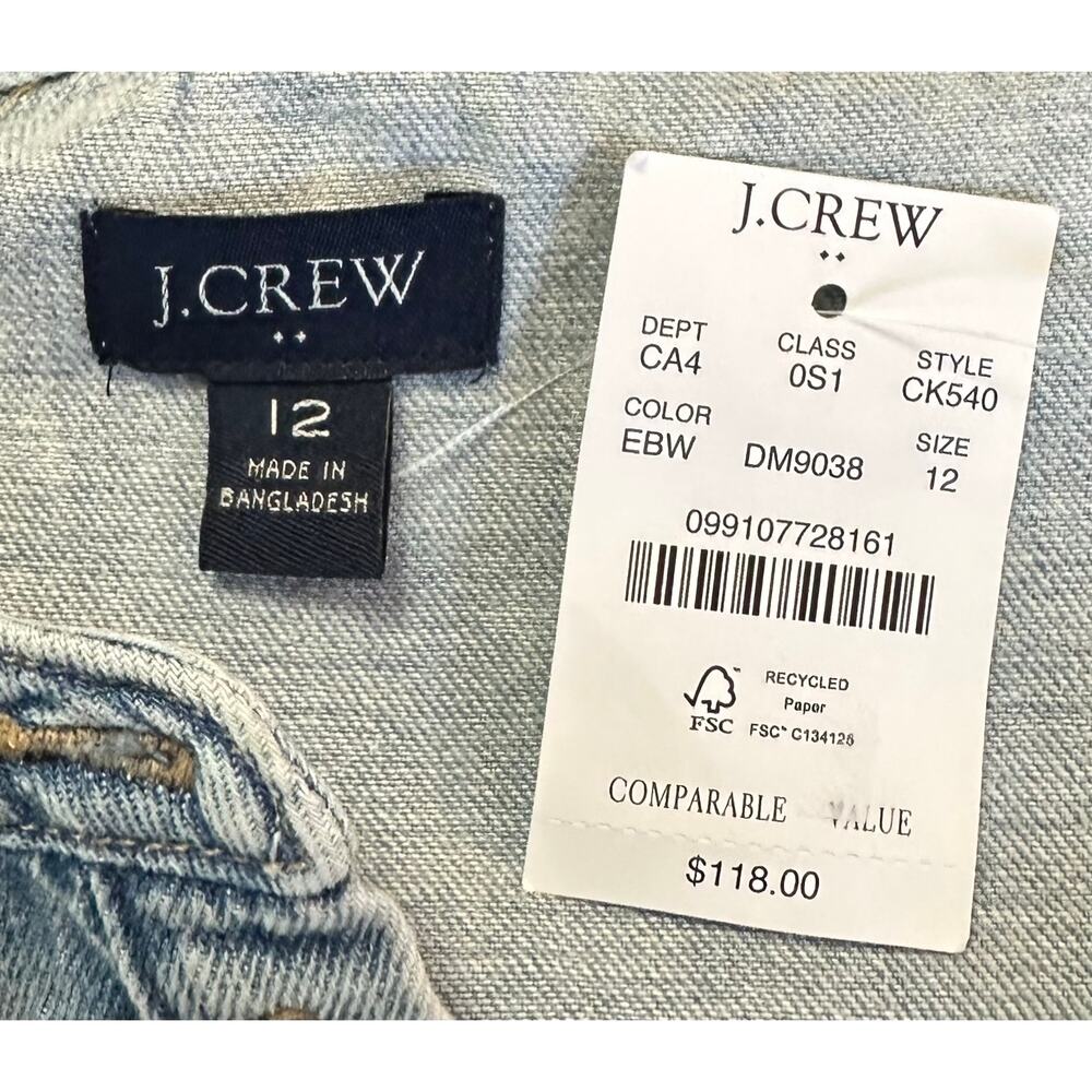 NWT J. Crew Ruffle Sleeve Denim Mini Dress English Blue Wash CK540 Size 12 - Picture 11 of 13